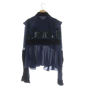 sacai サテンシフォンブラウス ネイビー