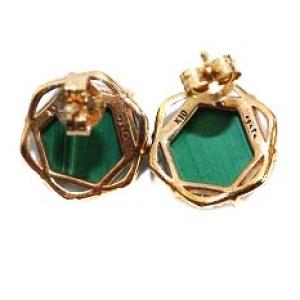 agete ピアス ストーン K10YG グリーン