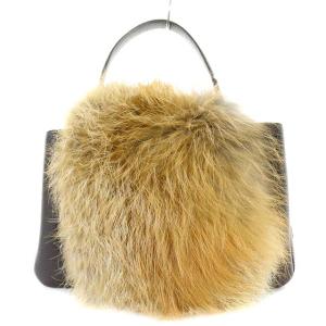 GRACE CONTINENTAL ファーカバーハンドバッグ ショルダーバッグ 2way レザー ブラウン