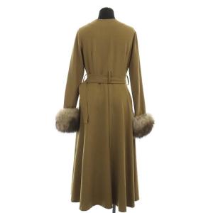 GRACE CONTINENTAL カシュクール2wayコート ノーカラー フォックスファー ベルト付き 36 キャメル