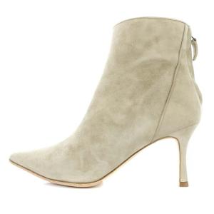 MANOLO BLAHNIK アパルトモン取り扱い 7cm Heal ショートブーツ やぎ革 38 ベージュ