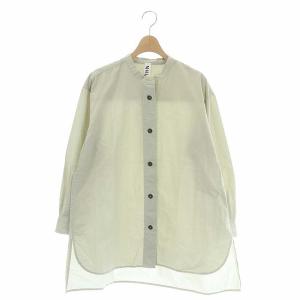 21SS COTTON RAMIE POPLIN シャツ ブラウス バンドカラー 長袖 3 グレー