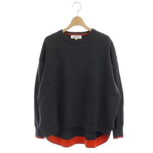 Cash Touch Box Pull-Over ニット セーター 長袖 38 グレー オレンジ