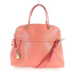 パイパーM 2WAY ショルダーバッグ ハンドバッグ レザー サーモンピンク