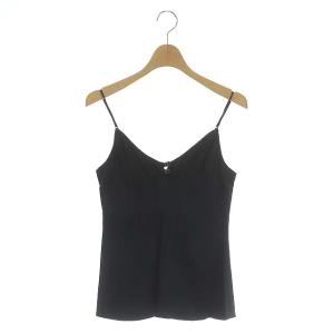 サテン キャミソール シルク タック 切替 36 ブラック