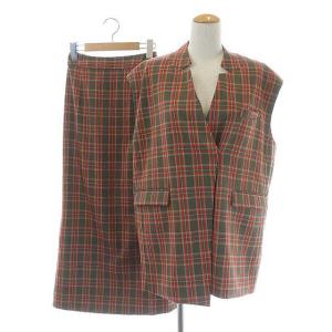 AMERI OTONA WRAP VEST SET UP DRESS S カーキ
