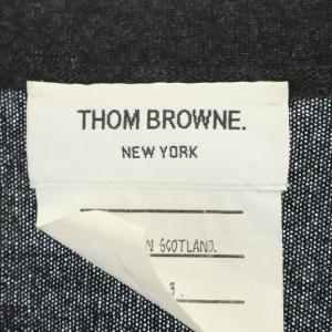 THOM BROWNE 4BAR トリコロールウールニットカーディガン 3 チャコールグレー