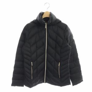 パッカブルダウンジャケット アウター フード付き ジップアップ M 黒 ブラック