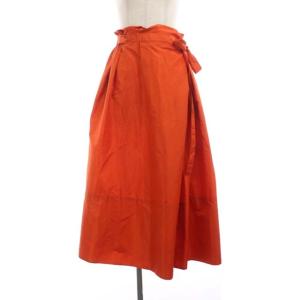 シルクロングスカート ギャザー フレア 36 オレンジ