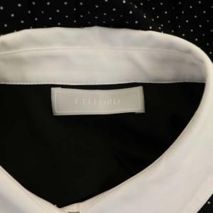 CELFORD Aラインプリーツワンピース ロング ドット 長袖 36 ブラック ホワイト