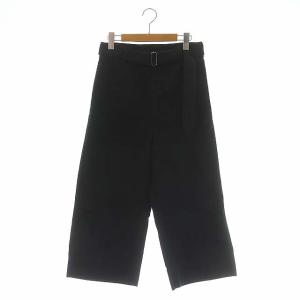 21SS WASHED COTTON DRILL ワイドパンツ クロップド ベルト付き ブラック