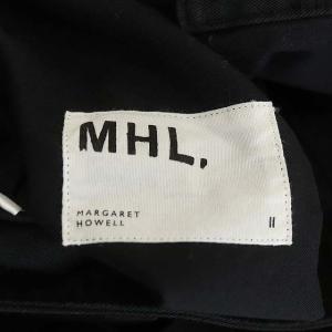 MHL. 21SS WASHED COTTON DRILL ワイドパンツ クロップド ベルト付き ブラック