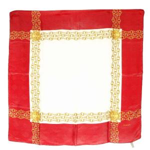 CCマークチェーン柄シルクスカーフ レッド