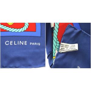 CELINE スカーフ 馬車 シルク マルチカラー ブルー