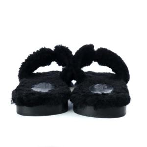 HERMES 21AW オラン フラットサンダル ムートン ウールスキン 38 ブラック
