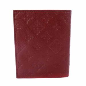 russet 二つ折り財布 モノグラム 型押し レザー レッド