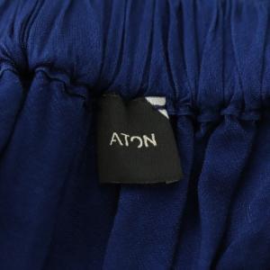 ATON KYOTO INDIGO バックドレープスカート ギャザー フレア 02 ブルー