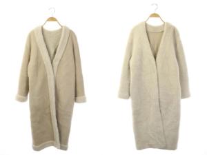 ノーカラームートンコート 羊革 36 ライトベージュ