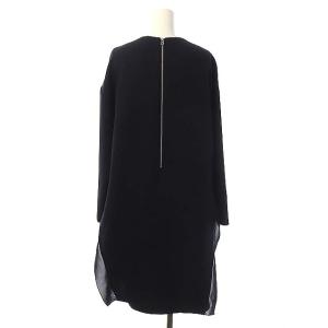 ADORE クリアジョーゼットドレス ワンピース 長袖 ミモレ丈 インナー付き 38 ネイビー