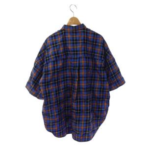 ENFOLD 20SS T/C CHECK 五分袖ワイドSH カラーシャツ ブラウス 長袖 前開き 38 ピンク