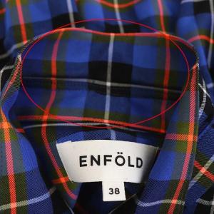 ENFOLD 20SS T/C CHECK 五分袖ワイドSH カラーシャツ ブラウス 長袖 前開き 38 ピンク