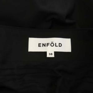 ENFOLD 20AW メモリーツイル ランダムタック スカート ロング フレア 38 ブラック