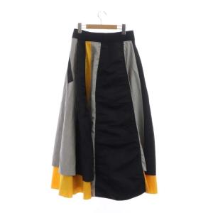 ENFOLD 20AW ナイロンツイル Mix Fabric スカート フレア ロング 38 マルチカラー