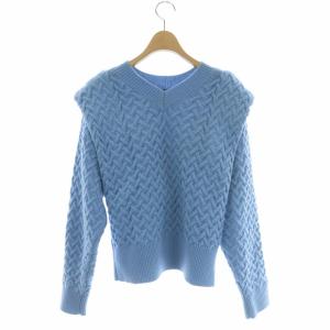 CELFORD 21AW ニット セーター 柄編み肩タック 長袖 ライトブルー