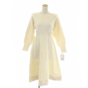 21SS ホールガーメントワンピース ニットワンピース ボートネック 36 アイボリー