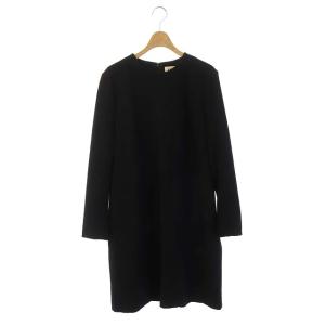 ノーカラーワンピース ロング 長袖 Aライン 38 ブラック