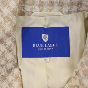 BLUE LABEL CRESTBRIDGE ビッグボタンツイードコート ミドル丈 スプリングコート ダブル 38 ベージュ ホワイト