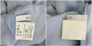 ANAYI バックサテンボウタイ ブラウス バンドカラー 長袖 36 スモークブルー