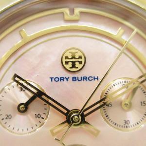 TORY BURCH 腕時計 時計 ウォッチ クロノグラフ クォーツ デイト シェル文字盤 ゴールド色 ピンク