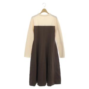 ホールガーメントニットワンピース ロング 長袖 38 ホワイト モカ