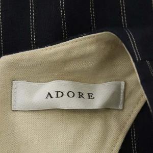 ADORE リネンストライププルオーバーブラウス 半袖 38 ネイビー
