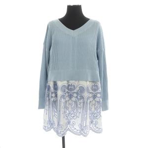 21SS シャーリングニットトップ アンサンブル 36 サックス