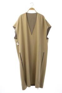 ADORE サイドジップリバージャンパースカート ロング フレンチスリーブ Vネック グレー ベージュ