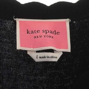 kate spade new york ノースリーブリブニットワンピース スカラップ プリーツ L ブラック