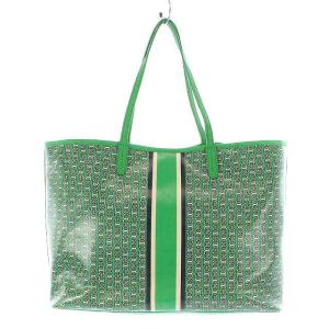 TORY BURCH GEMINI LINK STRIPE PVC トートバッグ 総柄 グリーン