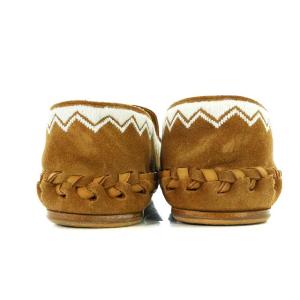 CELINE MARLOU フラットスリッポン スエード カーフスキン タッセル ロゴ 23cm ブラウン