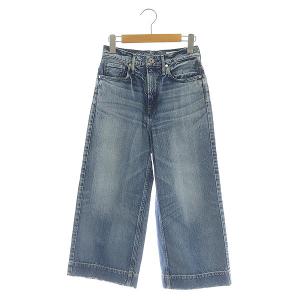 THE COWBOY クロップドワイドデニムパンツ ジーンズ ダメージ加工 22 ブルー