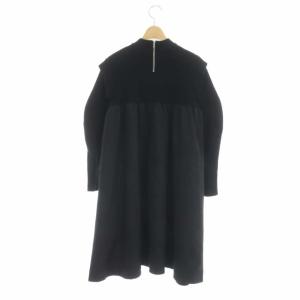 CELFORD 21AW レイヤードショルダードッキングOP ワンピース 長袖 ひざ丈 36 黒 ブラック