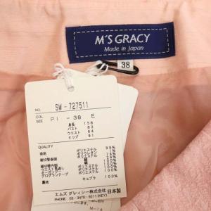 M'S GRACY スカート タック フレア リボンプリント 38 ピンク