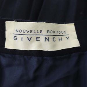 GIVENCHY プリーツスカート ロング ウール 10 1/2 ネイビー