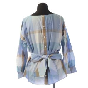 BLUE LABEL CRESTBRIDGE 長袖チェックブラウス 38 ライトブルー