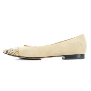 PELLICO ANIMA 10 SC パンプス スエード ポインテッドトゥ パイソン型押し 35 ベージュ