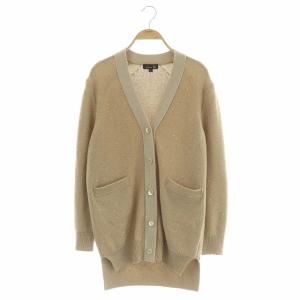20年製 7Gスパンコールロングカーディガン  ミドル丈 カシミヤ混 1 ベージュ