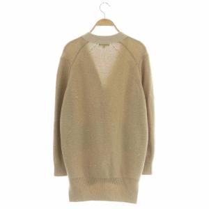 Drawer 20年製 7Gスパンコールロングカーディガン  ミドル丈 カシミヤ混 1 ベージュ