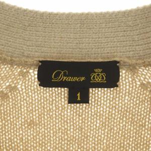 Drawer 20年製 7Gスパンコールロングカーディガン  ミドル丈 カシミヤ混 1 ベージュ