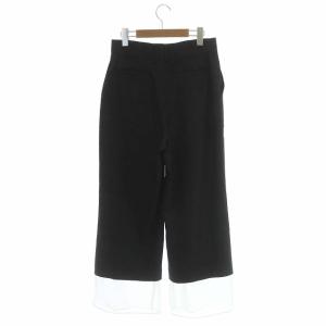ADORE 22SS ヘビーオックスシアードッキングパンツ セミワイドパンツ 切替 38 黒 白 ブラック ホワイト